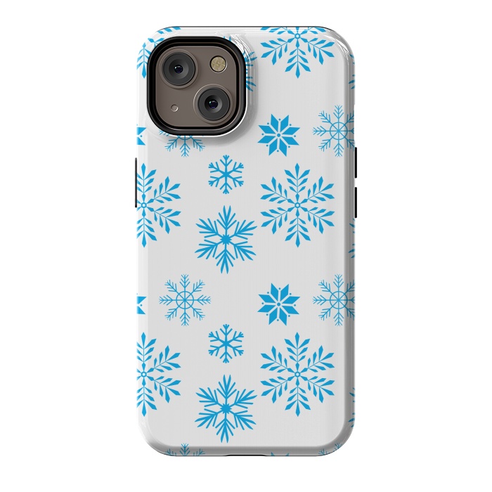 iPhone 14 StrongFit blue snowflakes pattern by MALLIKA