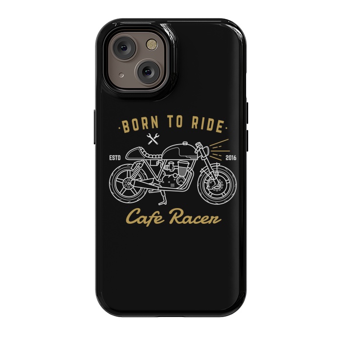 iPhone 14 StrongFit Born to Ride Cafe Racer by Afif Quilimo