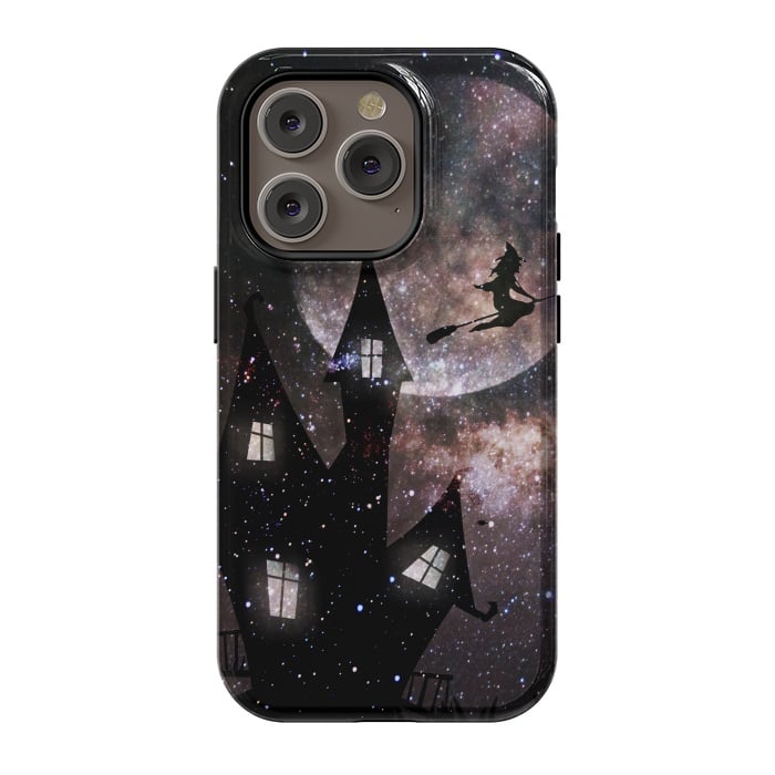 iPhone 14 Pro StrongFit Flying witch and dark house at night by Oana 