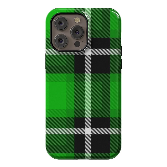 iPhone 14 Pro max StrongFit Green Scottish Plaid by TMSarts