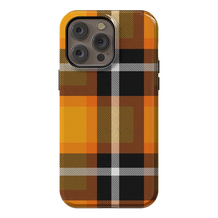iPhone 14 Pro max StrongFit Orange Scottish Plaid by TMSarts