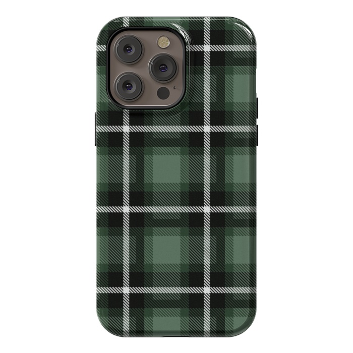 iPhone 14 Pro max StrongFit Olive Scottish Plaid by TMSarts