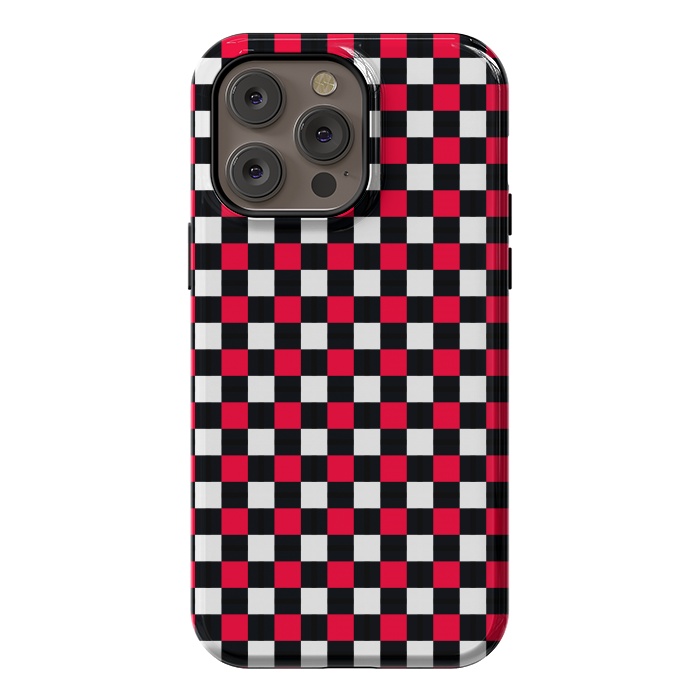 iPhone 14 Pro max StrongFit Red and Black Checkered by TMSarts