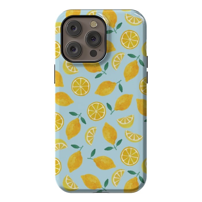 iPhone 14 Pro max StrongFit Watercolour Lemons by Tishya Oedit