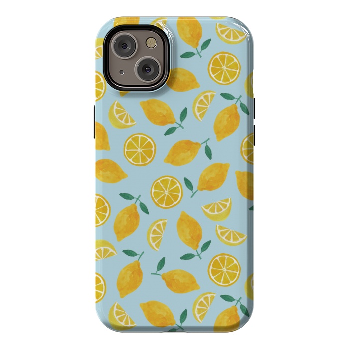 iPhone 14 Plus StrongFit Watercolour Lemons by Tishya Oedit