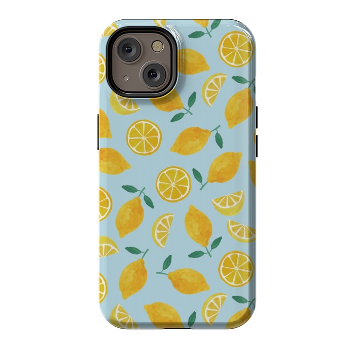iPhone 14 StrongFit Watercolour Lemons by Tishya Oedit