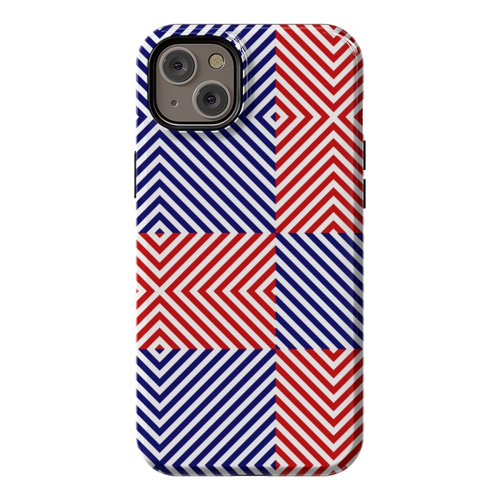 iPhone 14 Plus StrongFit Red Blue Crossing Diagonal Striped by TMSarts