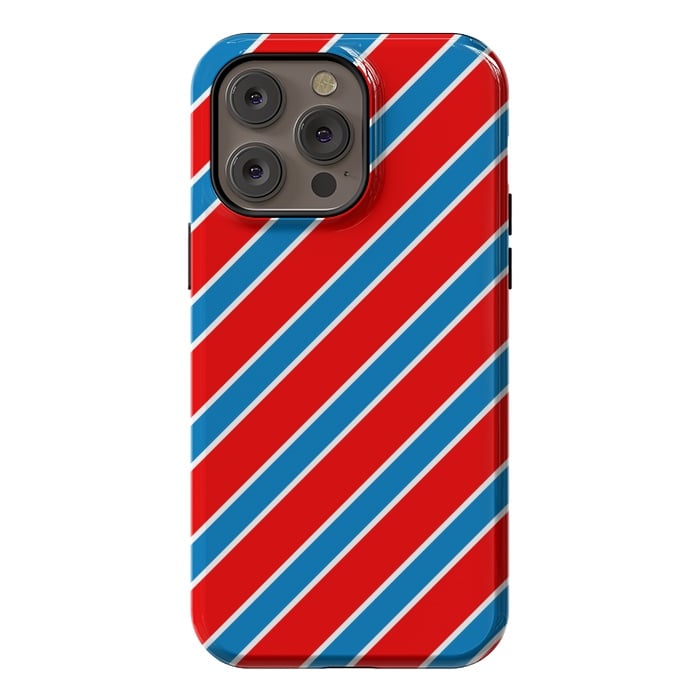 iPhone 14 Pro max StrongFit Red Blue Diagonal Stripes by TMSarts