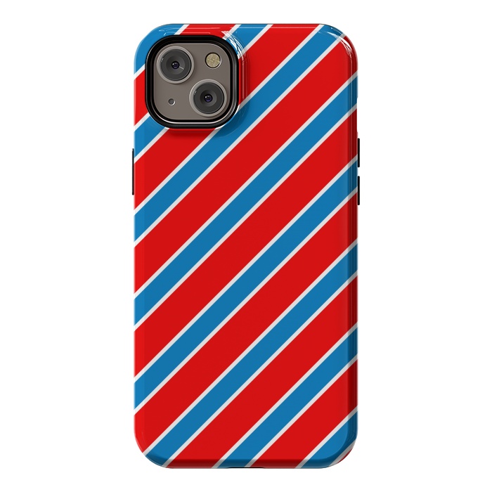iPhone 14 Plus StrongFit Red Blue Diagonal Stripes by TMSarts