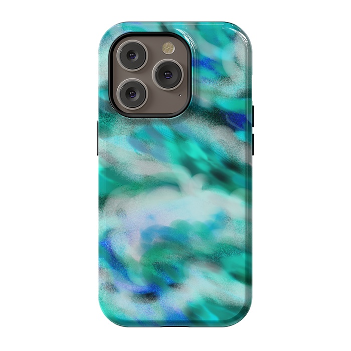 iPhone 14 Pro StrongFit Waves blue abstract art painting phone case by Josie