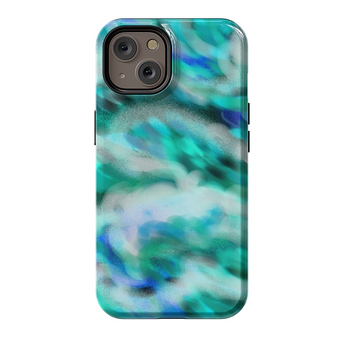 iPhone 14 StrongFit Waves blue abstract art painting phone case by Josie