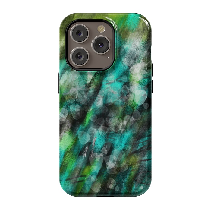 iPhone 14 Pro StrongFit Blue green textured abstract digital art by Josie