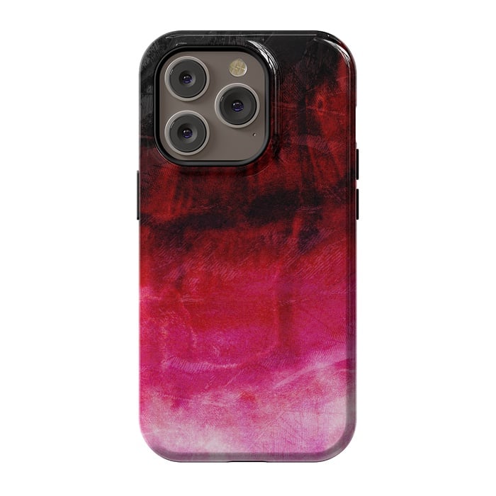 iPhone 14 Pro StrongFit Red pink paint strokes abstract phonecase by Josie
