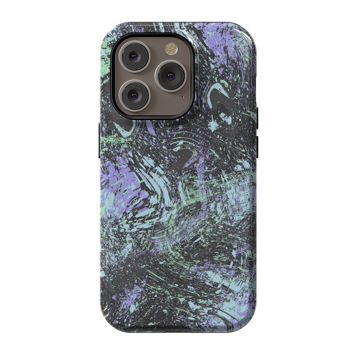 iPhone 14 Pro StrongFit Dripping Splatter Purple Turquoise by Ninola Design