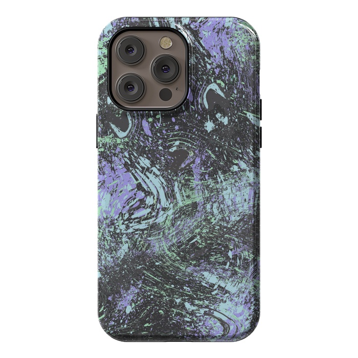 iPhone 14 Pro max StrongFit Dripping Splatter Purple Turquoise by Ninola Design