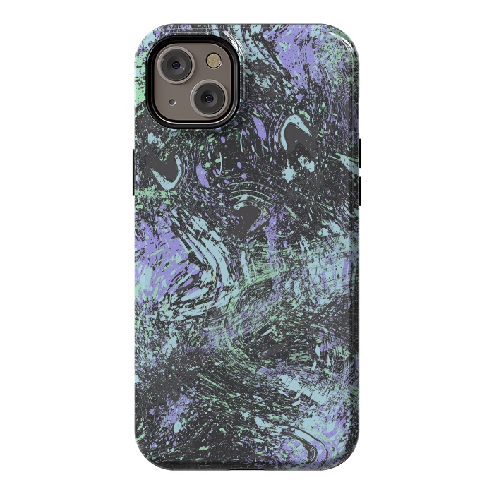 iPhone 14 Plus StrongFit Dripping Splatter Purple Turquoise by Ninola Design