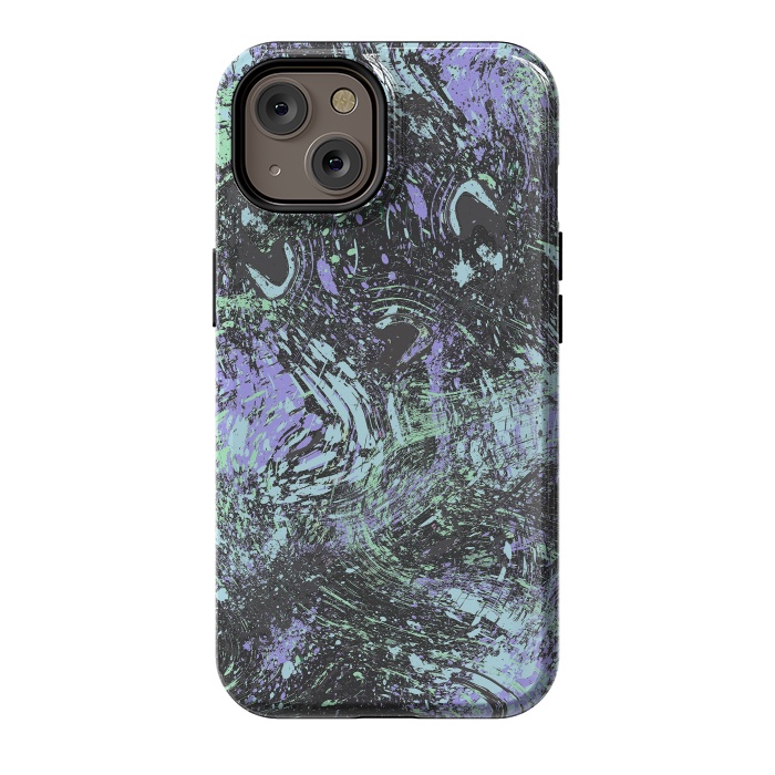 iPhone 14 StrongFit Dripping Splatter Purple Turquoise by Ninola Design