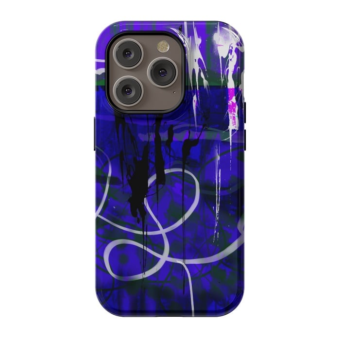 iPhone 14 Pro StrongFit Blue paint strokes phone case by Josie