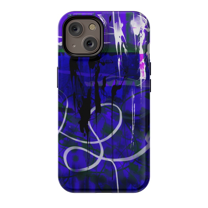 iPhone 14 StrongFit Blue paint strokes phone case by Josie
