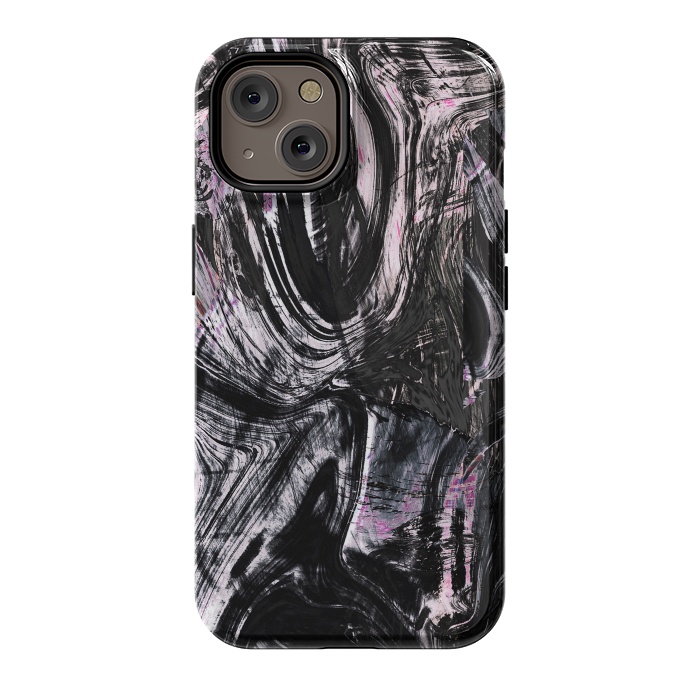 iPhone 14 StrongFit Marble ink brushstrokes by Oana 
