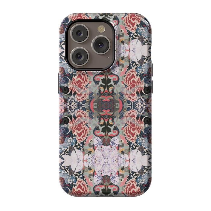 iPhone 14 Pro StrongFit Japanese inspired floral mandala pattern by Oana 