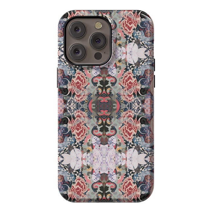 iPhone 14 Pro max StrongFit Japanese inspired floral mandala pattern by Oana 