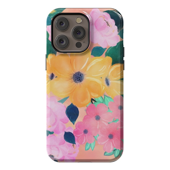 iPhone 14 Pro max StrongFit Cute Colorful Romantic Watercolor Flowers  by InovArts