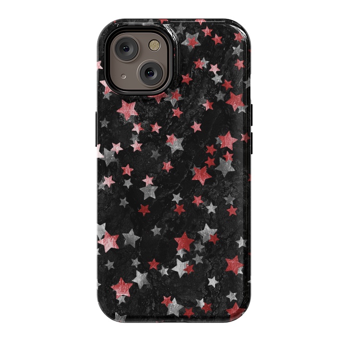 iPhone 14 StrongFit Silver Copper stars on marble sky by Oana 