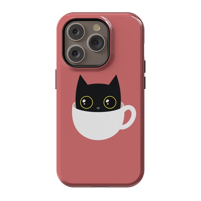 iPhone 14 Pro StrongFit Coffee cat by Laura Nagel