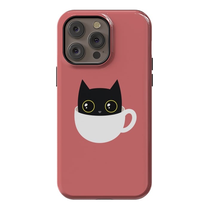 iPhone 14 Pro max StrongFit Coffee cat by Laura Nagel