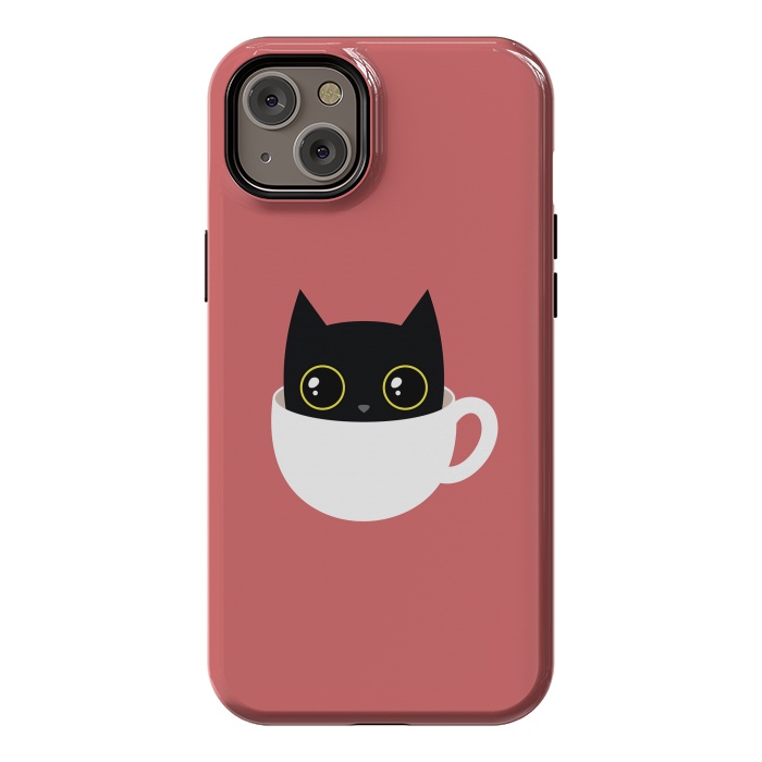 iPhone 14 Plus StrongFit Coffee cat by Laura Nagel