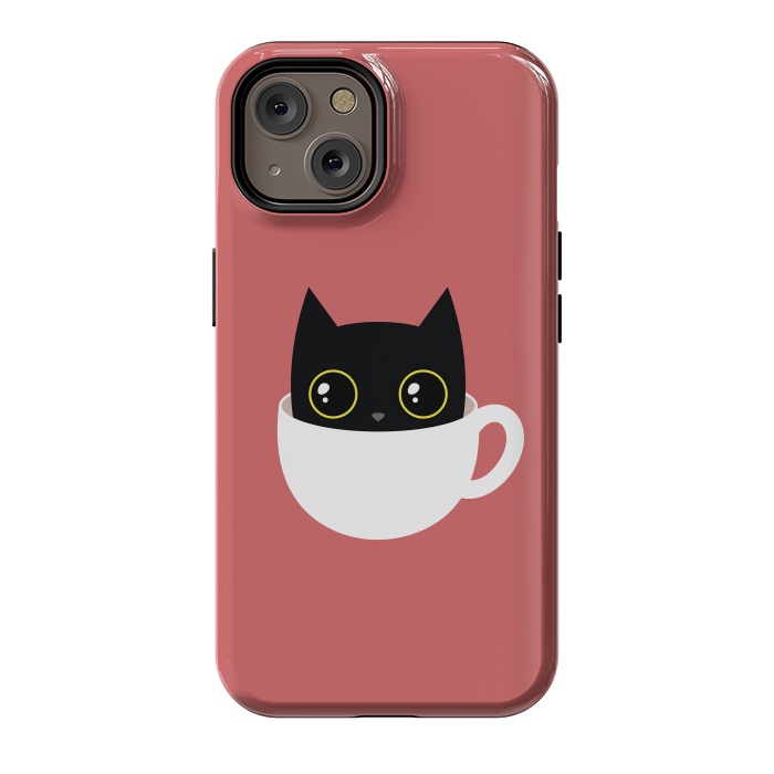 iPhone 14 StrongFit Coffee cat by Laura Nagel