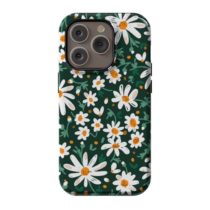 iPhone 14 Pro StrongFit WHITE FLORAL PRINT 2  by MALLIKA