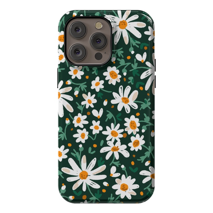 iPhone 14 Pro max StrongFit WHITE FLORAL PRINT 2  by MALLIKA