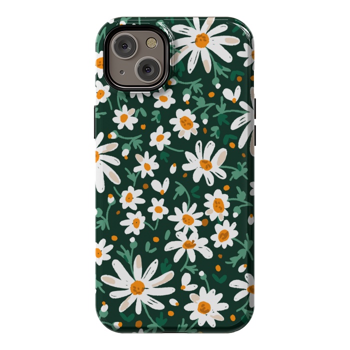 iPhone 14 Plus StrongFit WHITE FLORAL PRINT 2  by MALLIKA