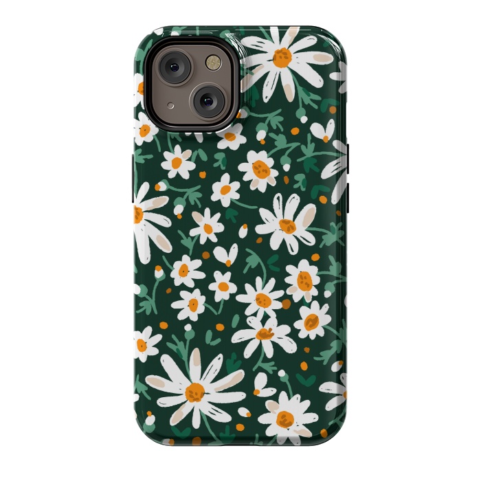 iPhone 14 StrongFit WHITE FLORAL PRINT 2  by MALLIKA