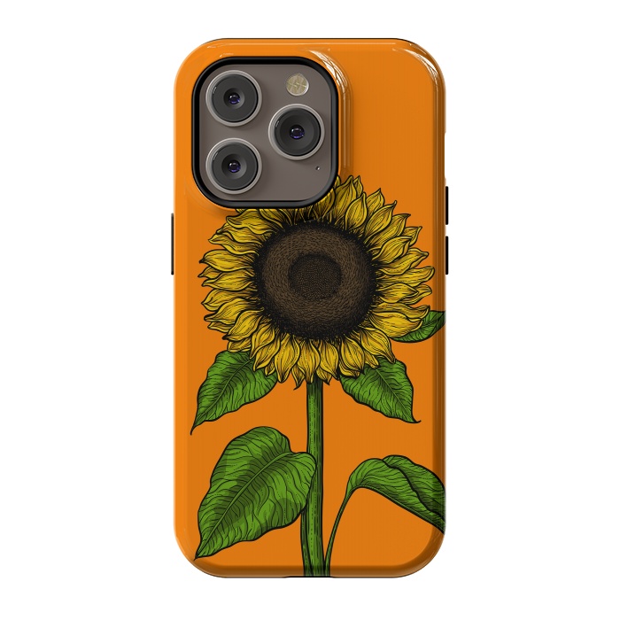 iPhone 14 Pro StrongFit Sunflower on orange by Katerina Kirilova
