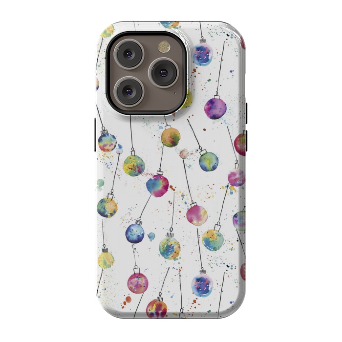 iPhone 14 Pro StrongFit Christmas Watercolor Baubles by Ninola Design