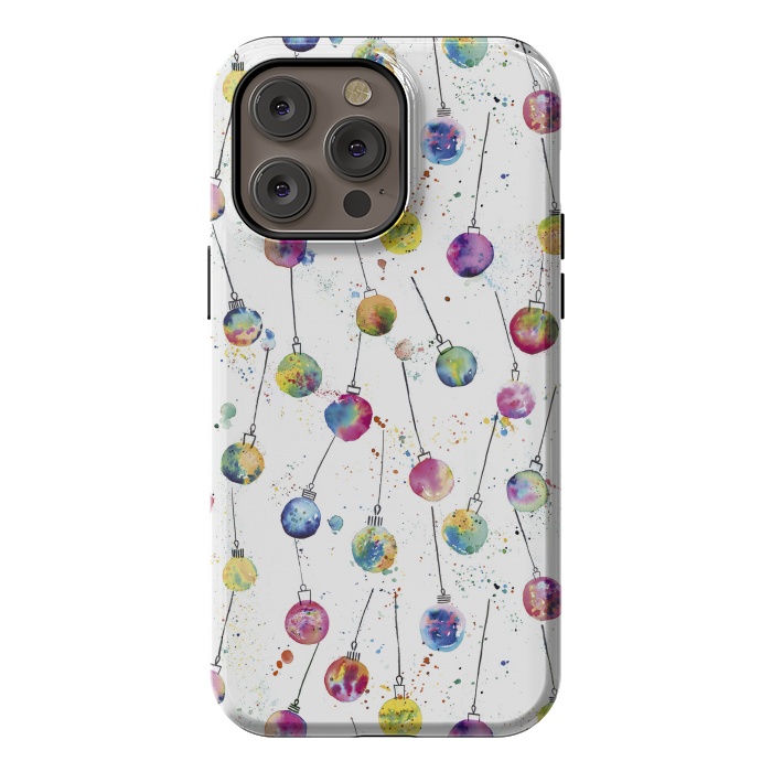 iPhone 14 Pro max StrongFit Christmas Watercolor Baubles by Ninola Design