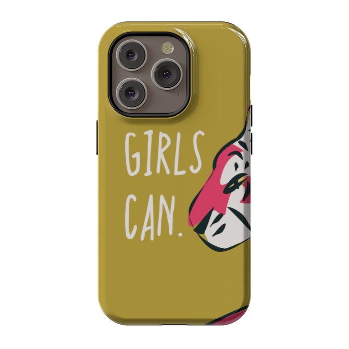iPhone 14 Pro StrongFit Girls can, mustard by Jelena Obradovic