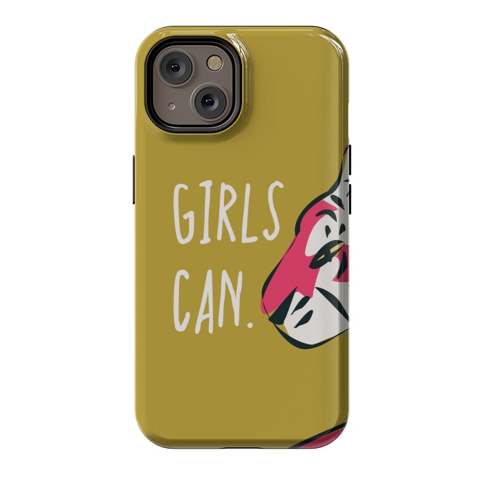 iPhone 14 StrongFit Girls can, mustard by Jelena Obradovic