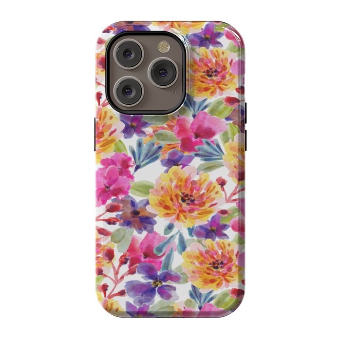 iPhone 14 Pro StrongFit MULTI COLOUR FLORAL PATTERN by MALLIKA