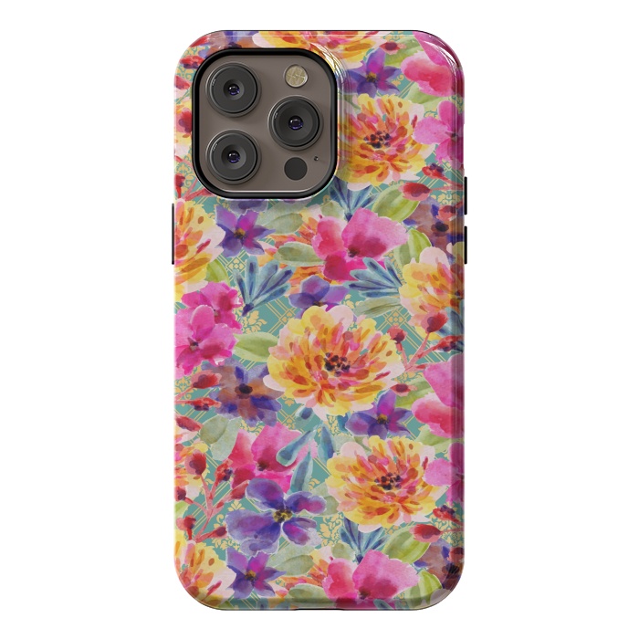 iPhone 14 Pro max StrongFit MULTI COLOUR FLORAL PATTERN by MALLIKA