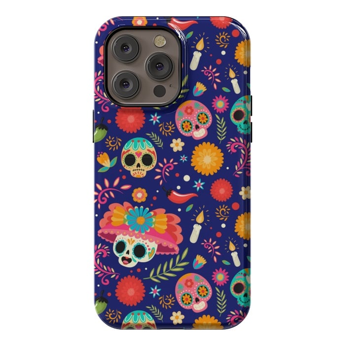 iPhone 14 Pro max StrongFit SKULL FLORAL PATTERN 2  by MALLIKA