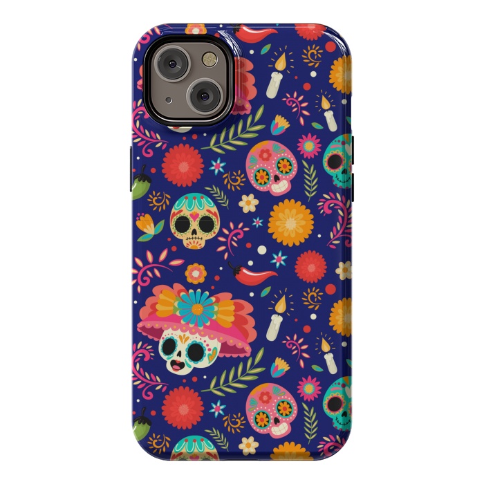 iPhone 14 Plus StrongFit SKULL FLORAL PATTERN 2  by MALLIKA