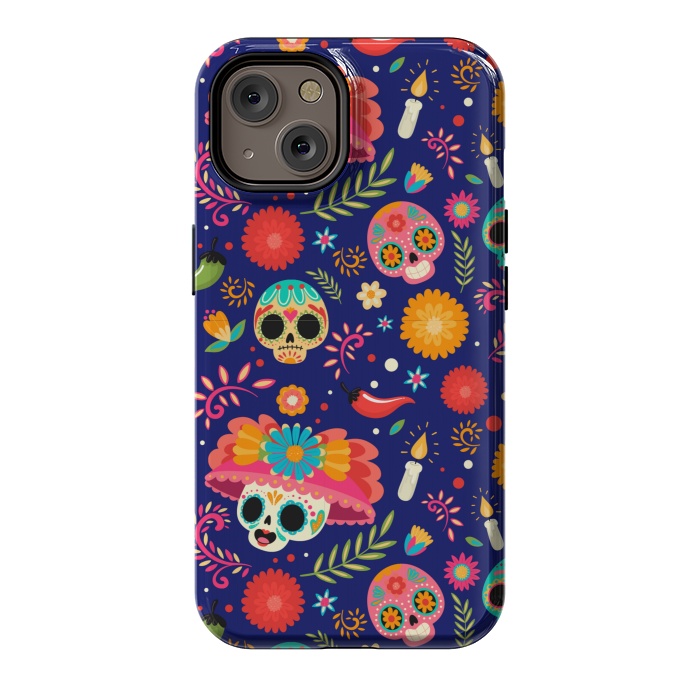 iPhone 14 StrongFit SKULL FLORAL PATTERN 2  by MALLIKA