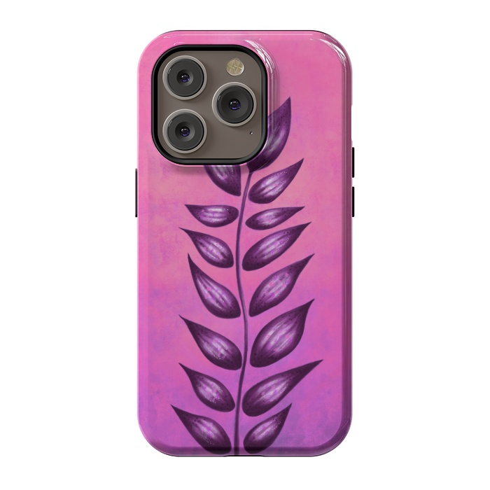 iPhone 14 Pro StrongFit Abstract Plant Surreal Botanical Art In Pink And Purple by Boriana Giormova