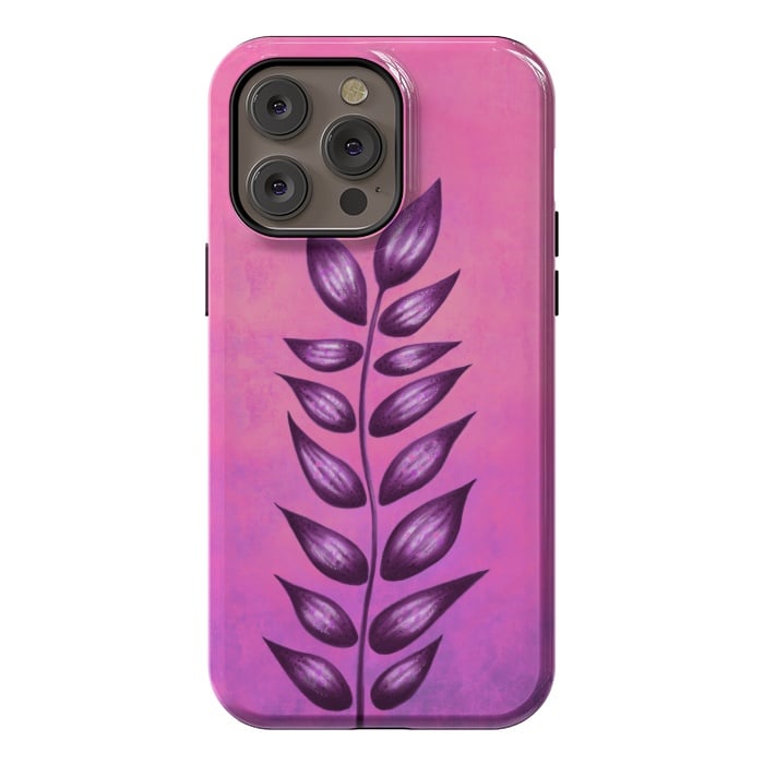 iPhone 14 Pro max StrongFit Abstract Plant Surreal Botanical Art In Pink And Purple by Boriana Giormova