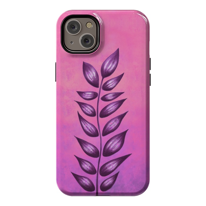 iPhone 14 Plus StrongFit Abstract Plant Surreal Botanical Art In Pink And Purple by Boriana Giormova
