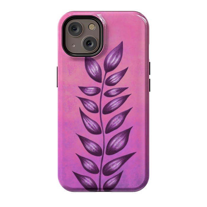 iPhone 14 StrongFit Abstract Plant Surreal Botanical Art In Pink And Purple by Boriana Giormova